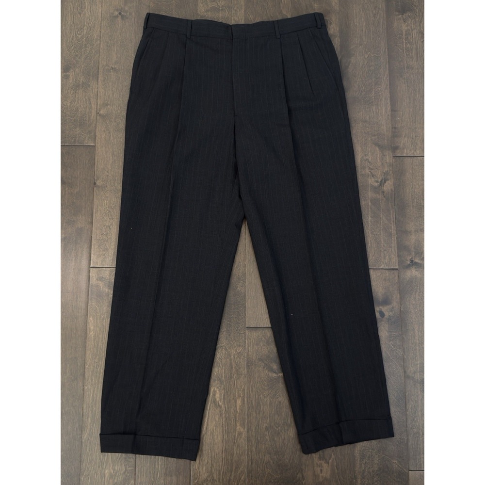 Brooks Brothers Brooksease Pleated Dress Pant Mens 38X31 Dark Gray 100% Wool USA